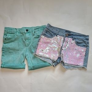 2 girls shorts Justice sequin and Vigoss, sz 12/14
